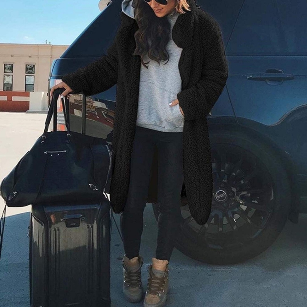 🆕 Chic Fluffy Lapel Faux Fur Coat